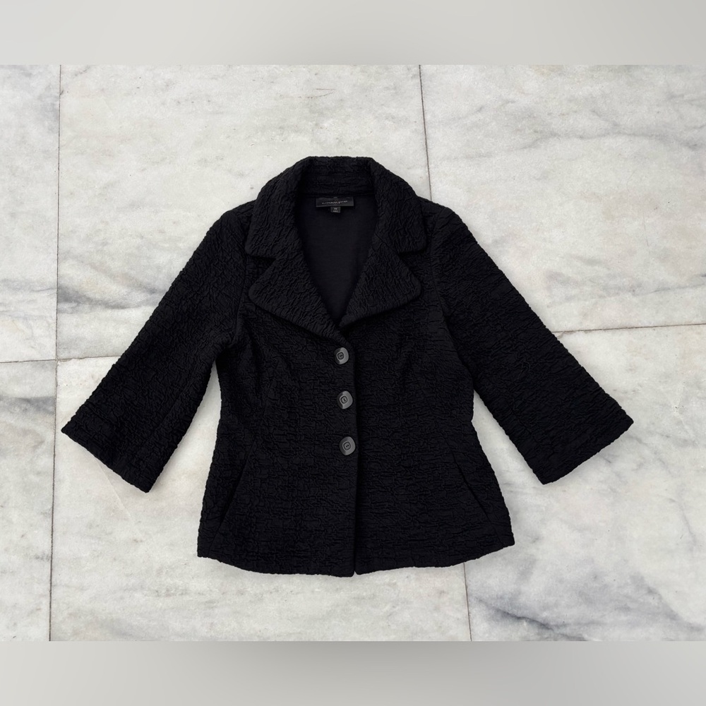 Vintage Classiques Entier Jacket Black Wool Blend Textured Women XS Editorial